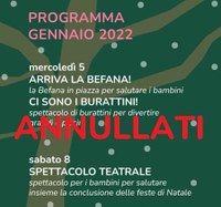 ANNULLATE LE INIZIATIVE DEL 5 E 8 GENNAIO 